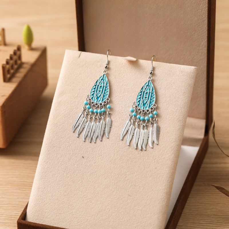 Bohemian Tassel Water Drop Summer Vacation Style Dopamine Earrings