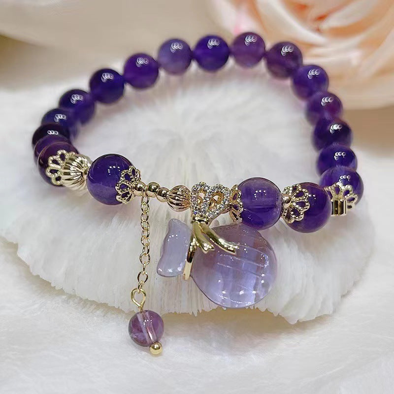 Amethyst Ethnic Style Money Bag Pendant Bracelets