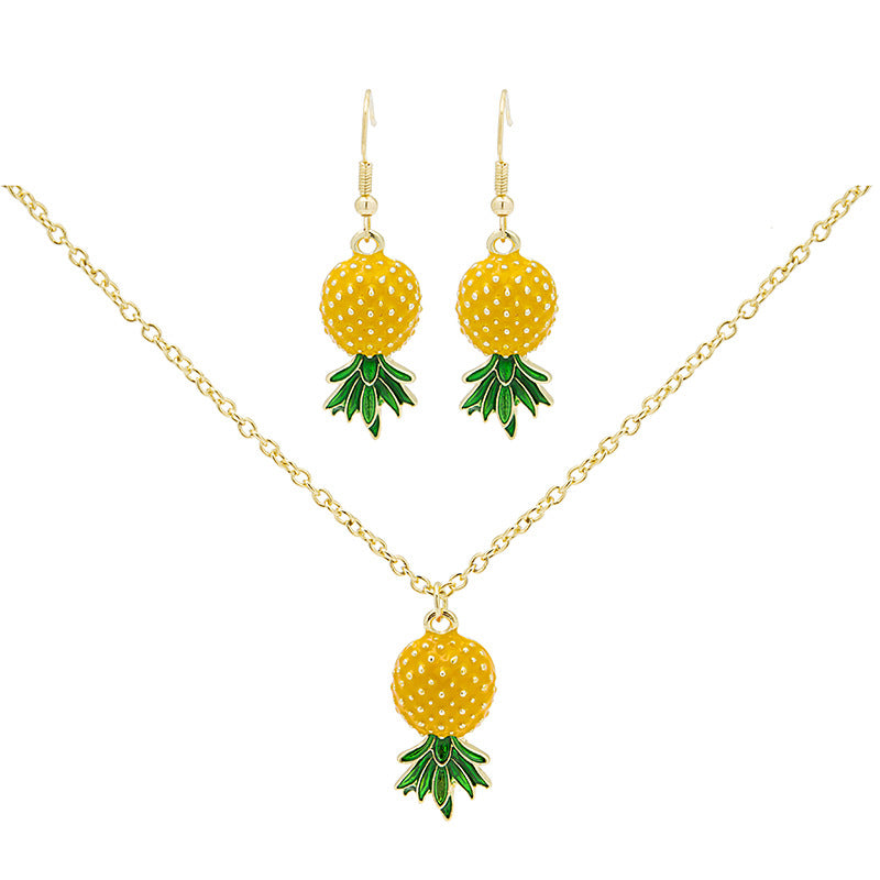 Fresh Fruit Pineapple And Set Sweet Necklaces