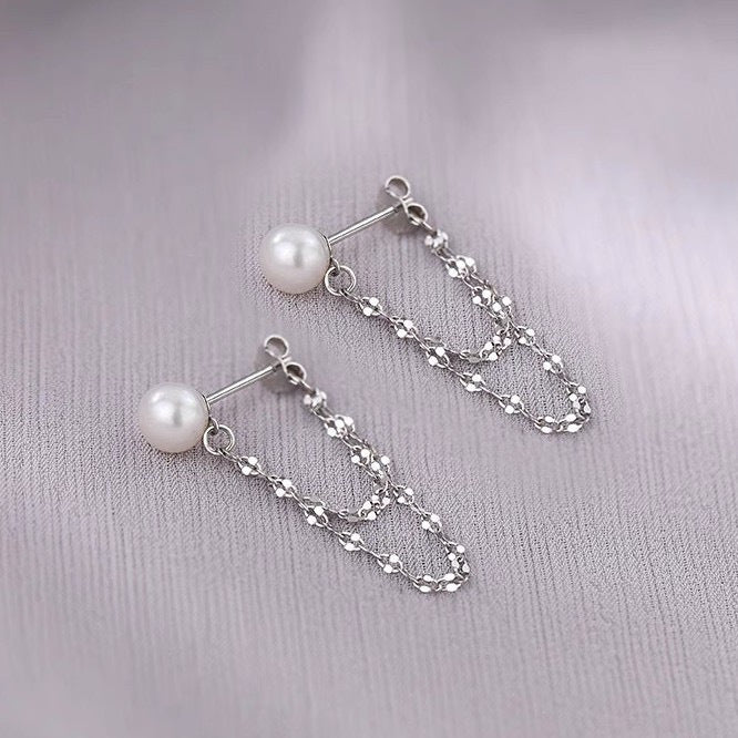 Women's Chain Pearl Long Tassel High-grade Gentle Earrings