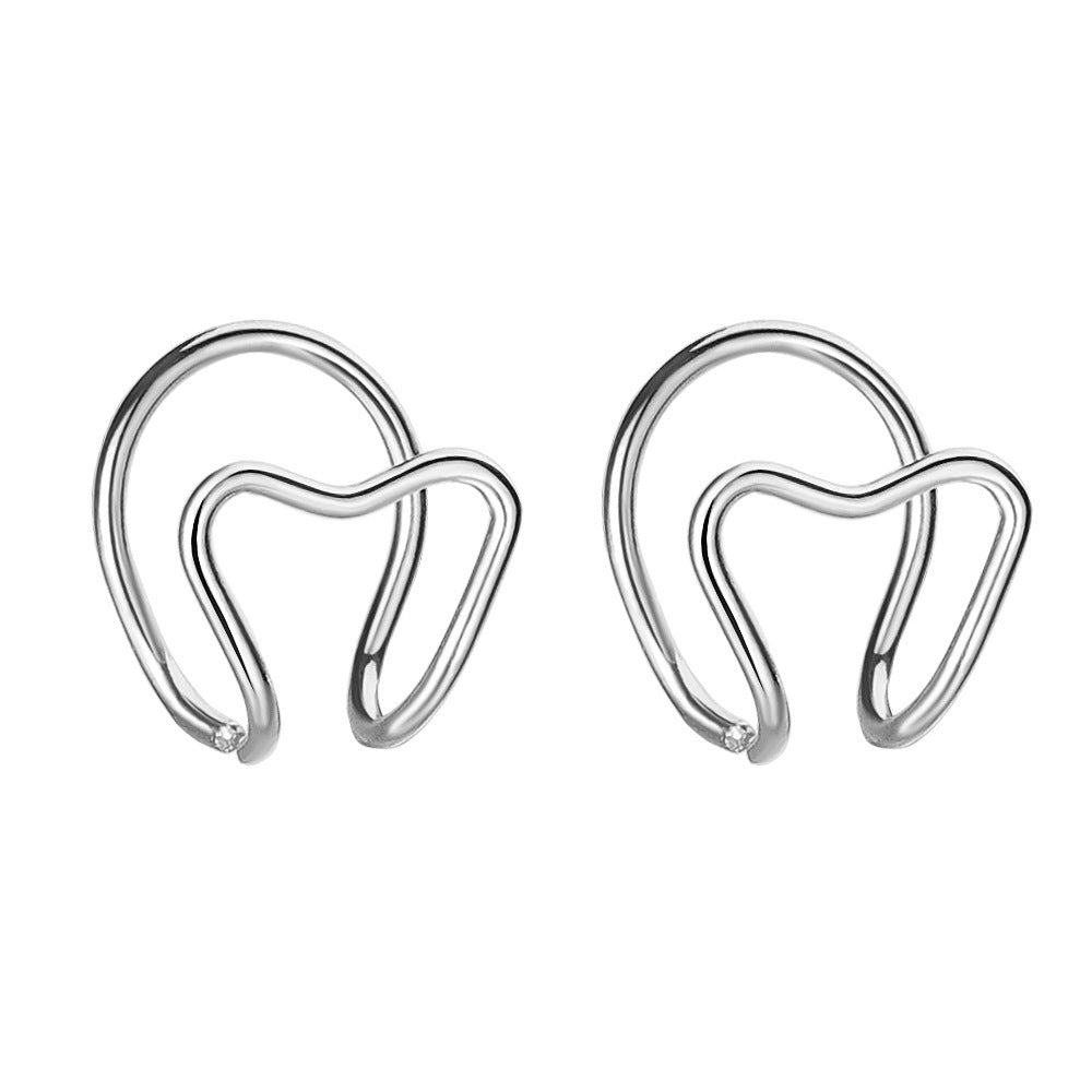 Women's Korean Style Simple Heart-shaped Peach Heart Stainless Ear Clip