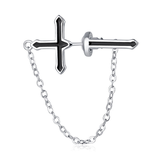 Women's & Men's & Black Cross Epoxy Trendy And Earrings