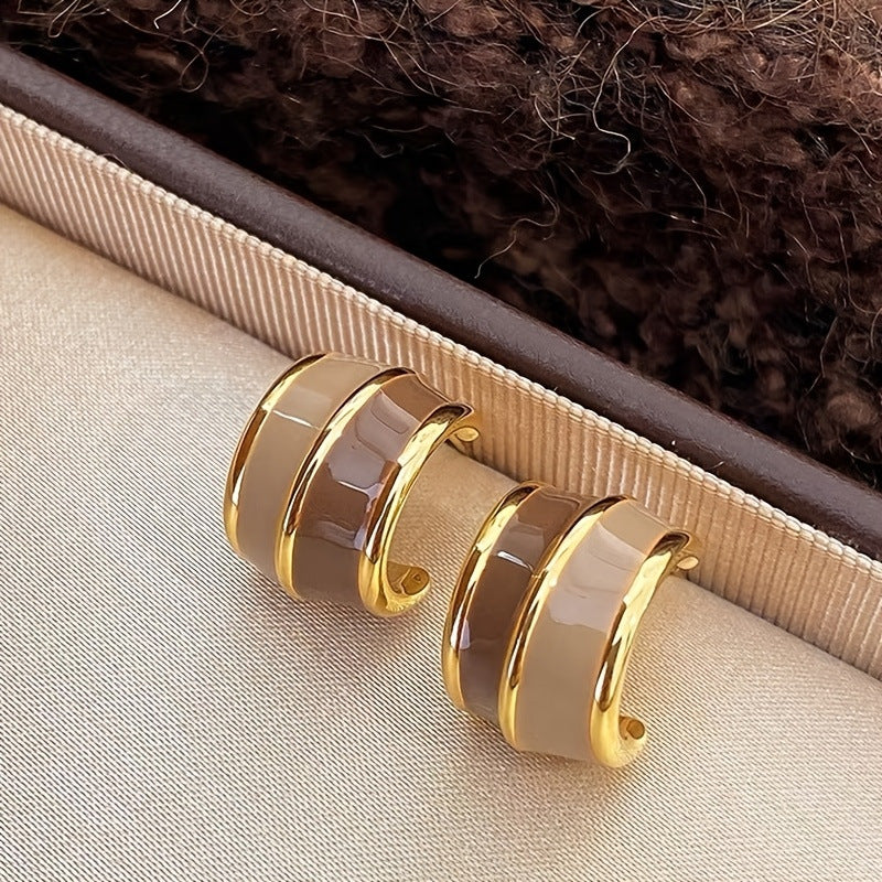 Coffee Color Round Retro Elegant Wild Minority Fashion Earrings