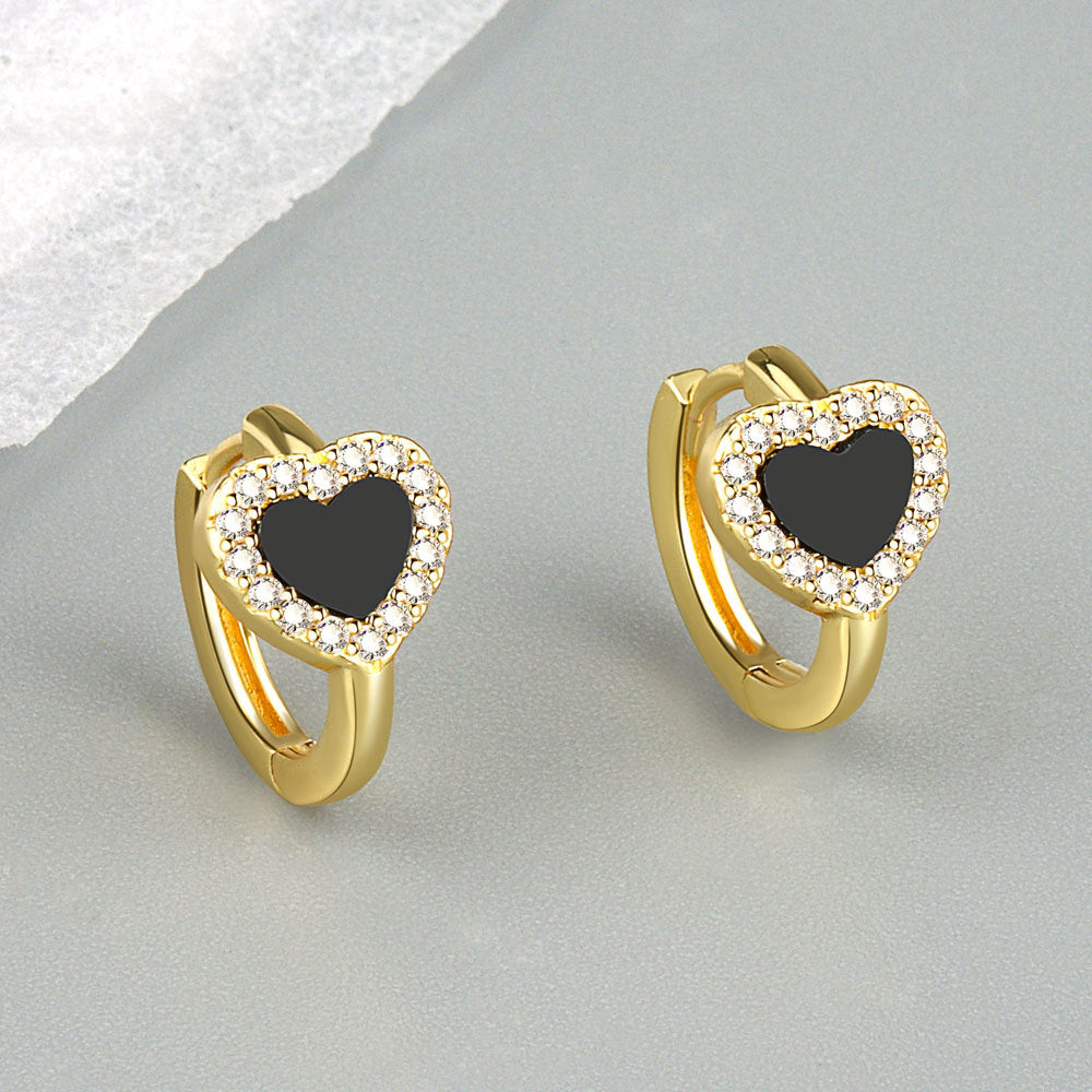 Women's Red Heart-shaped Ear Clip Fashionable Elegant Earrings