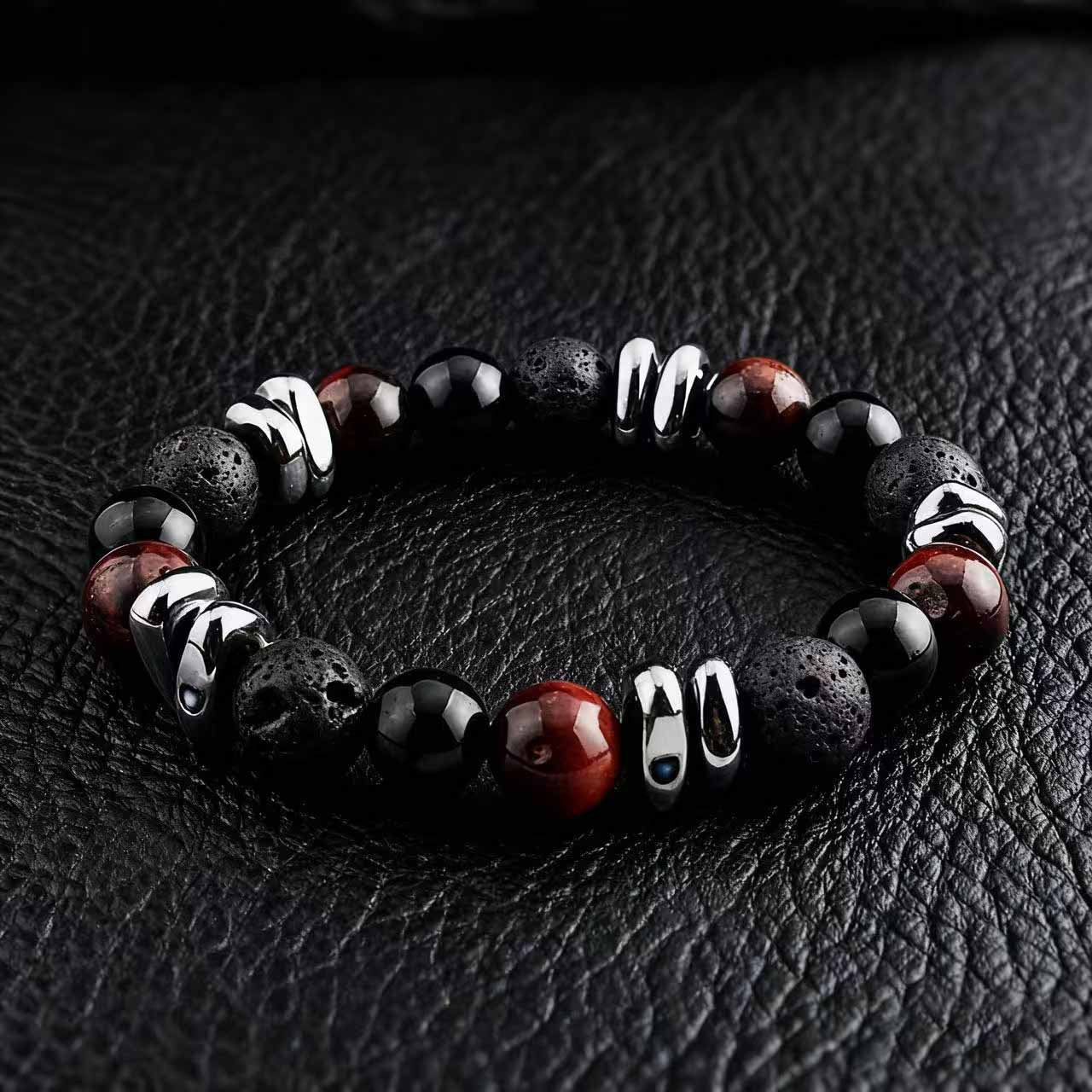 Stone Male Green Stripes Agate Beads Bracelets