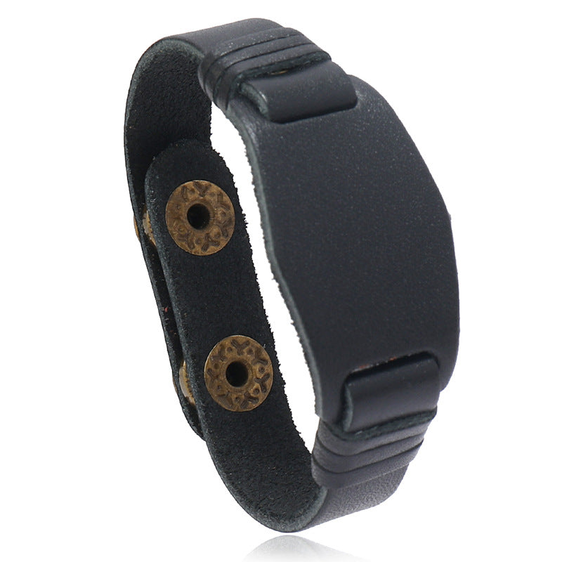 Herren Vintage Ornament Echtleder Punk Gewebte Armbänder