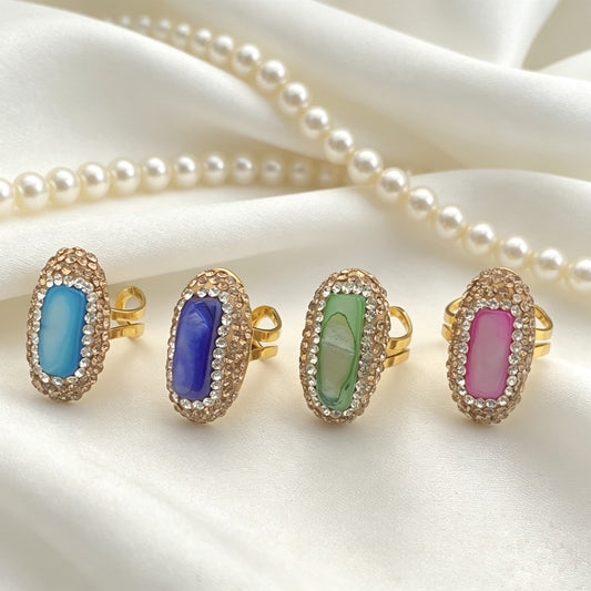 Color Shell Long Light Luxury Minority Adjustable Rings
