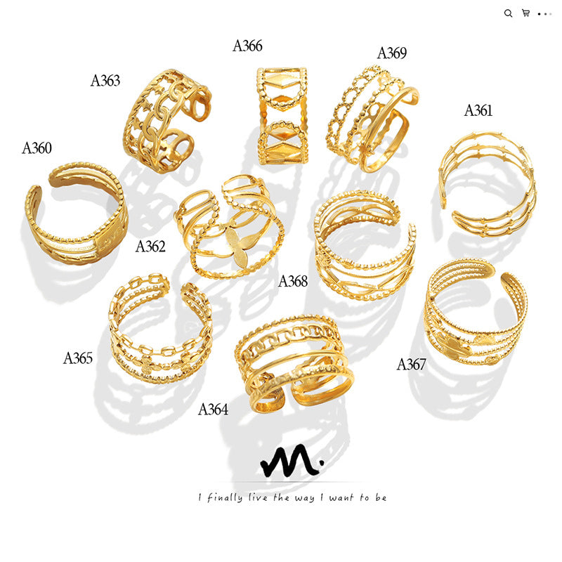 Titanium Steel Gold-plated Geometric Mixed Fashion Diverse Colorfast Rings