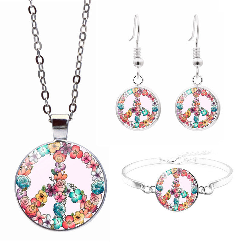 Sign Time Gem Cabochon Sier Ear Bracelets