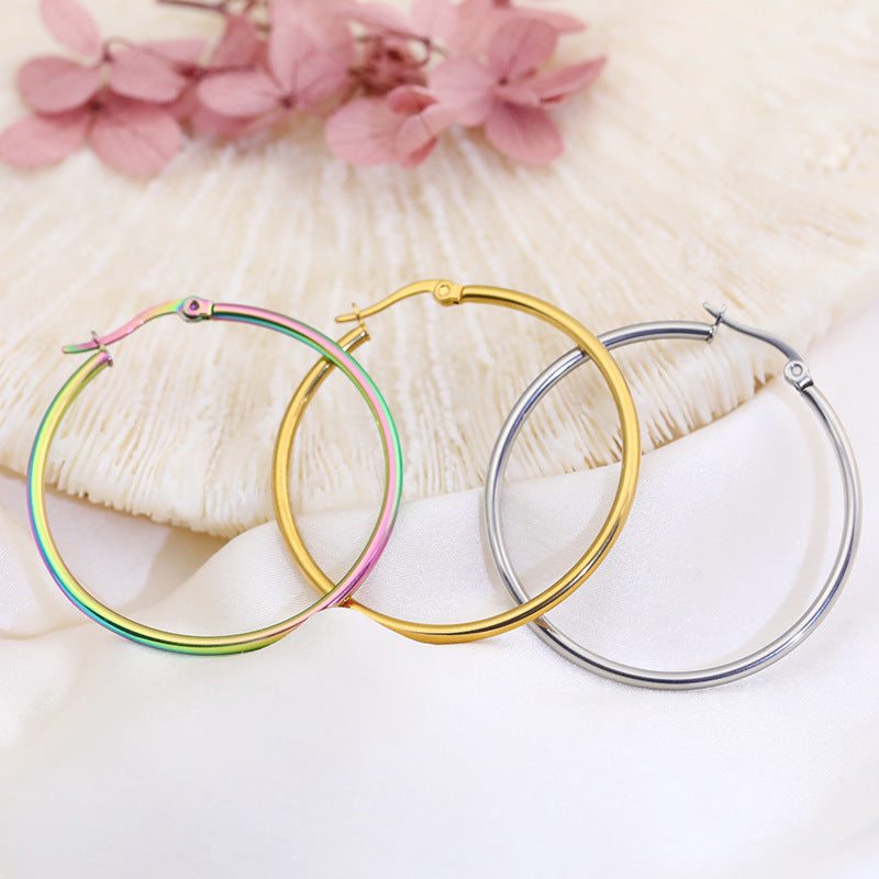 Women's Stainless Steel Minimalist Big Fashion Temperament Rings