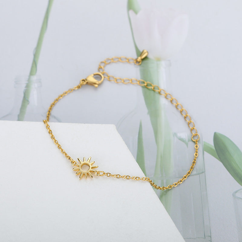 Popular Sun Hollow Gold Plated Chain Stainless Bracelets