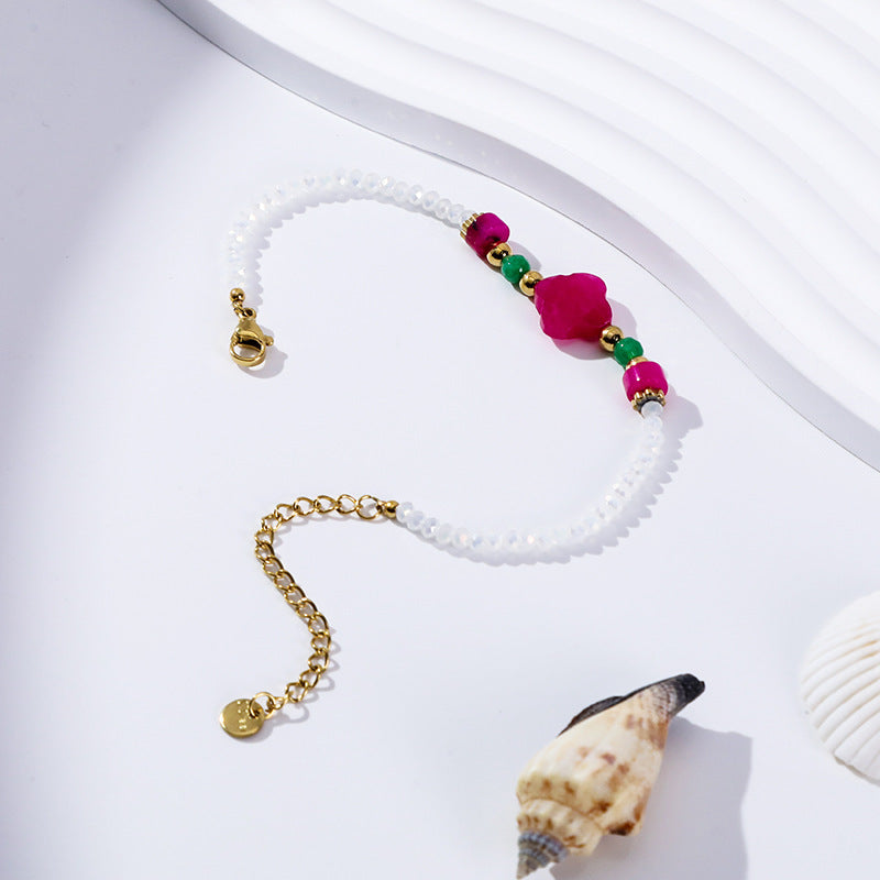 Women's Popular Freshwater Pearl Natural Stone Stainless Steel Electroplated Real Gold Bracelets