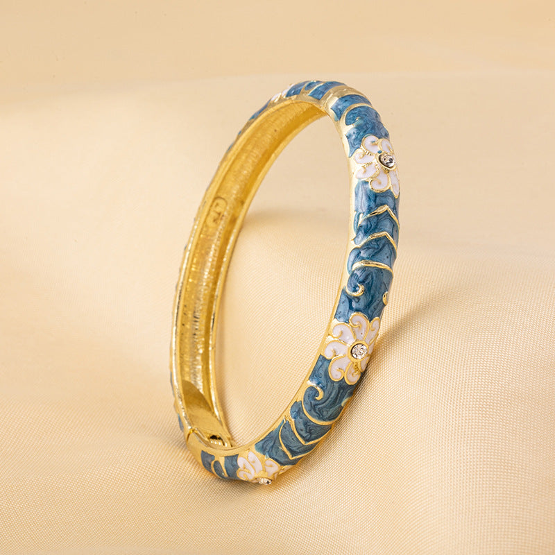Cloisonne Enamel Fine Floral Vintage Drop Bracelet