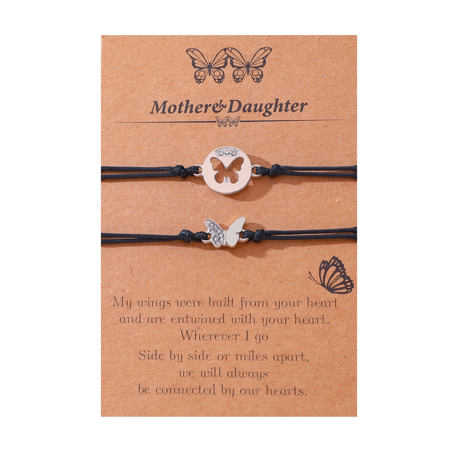 Metal Diamond Symmetrical Butterfly Hand-woven Card Bracelets