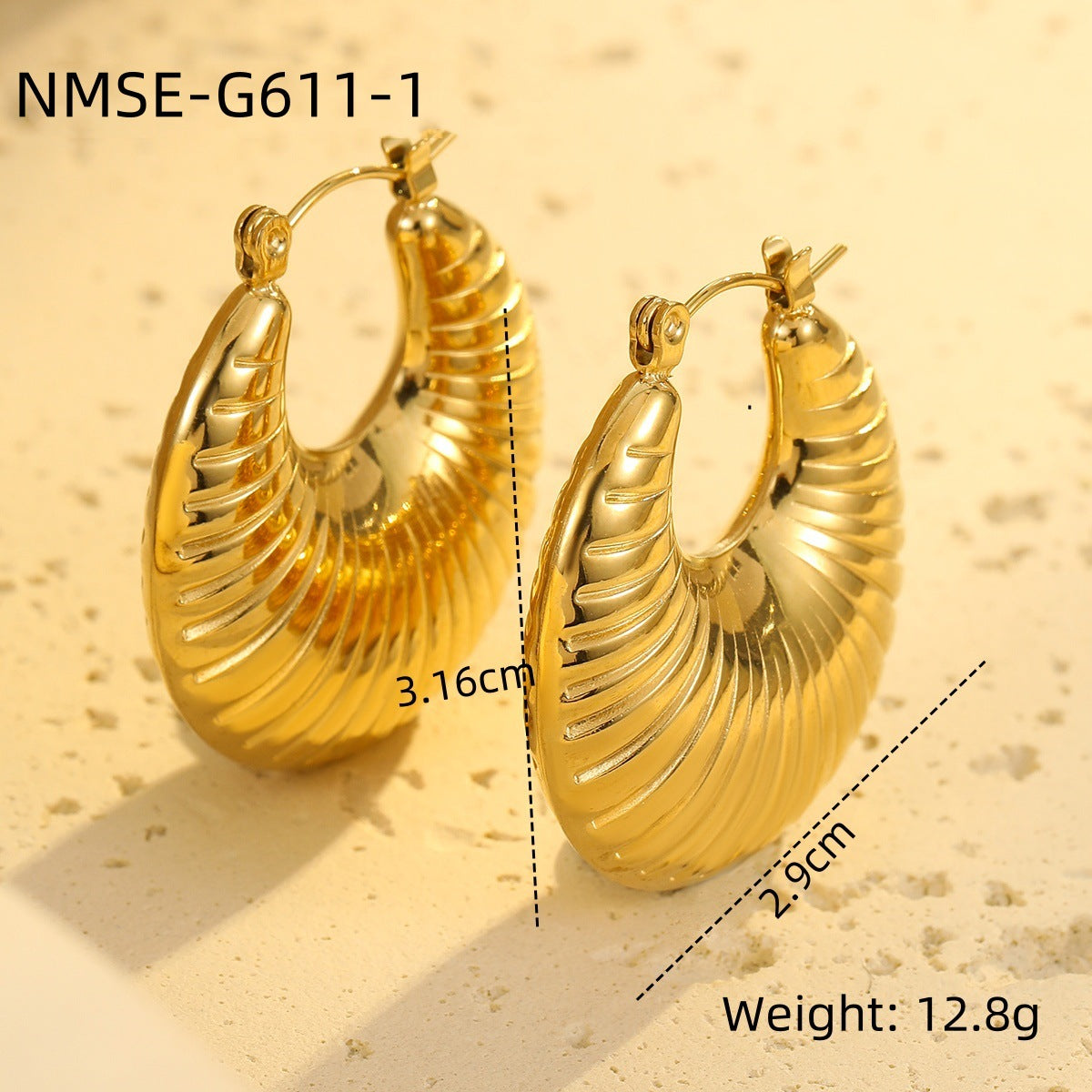 Women's Steel Sweet Cool Vintage Texture Shaped Gold-plated Earrings