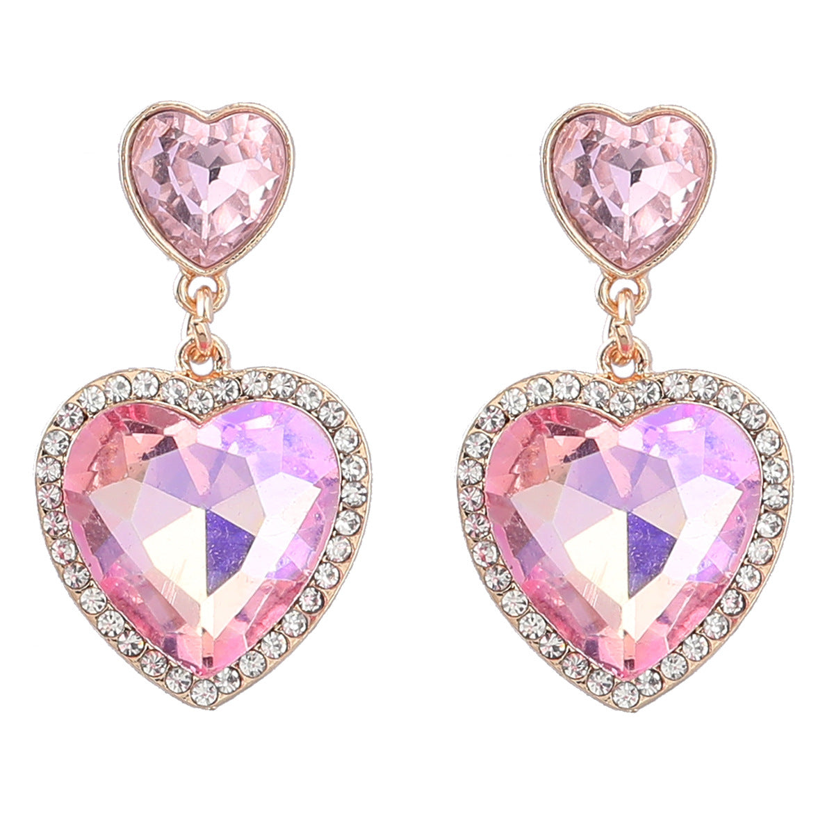 Stylish Colored Diamond Alloy Love Heart-shaped Earrings