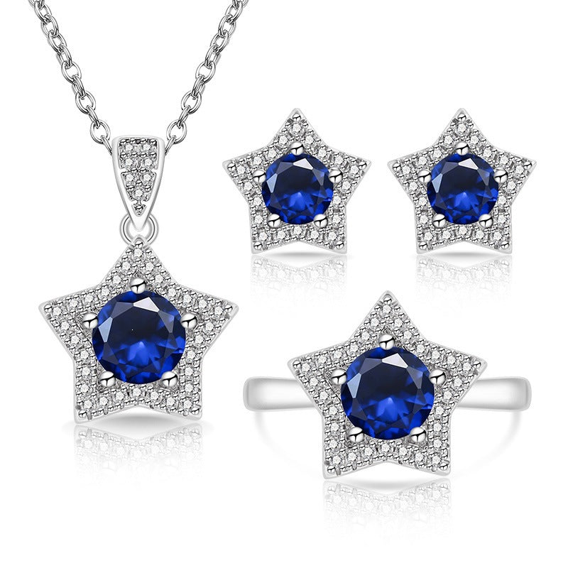 Women's Fashionable Eight Hearts Arrows Colored Gems Jewelry Set