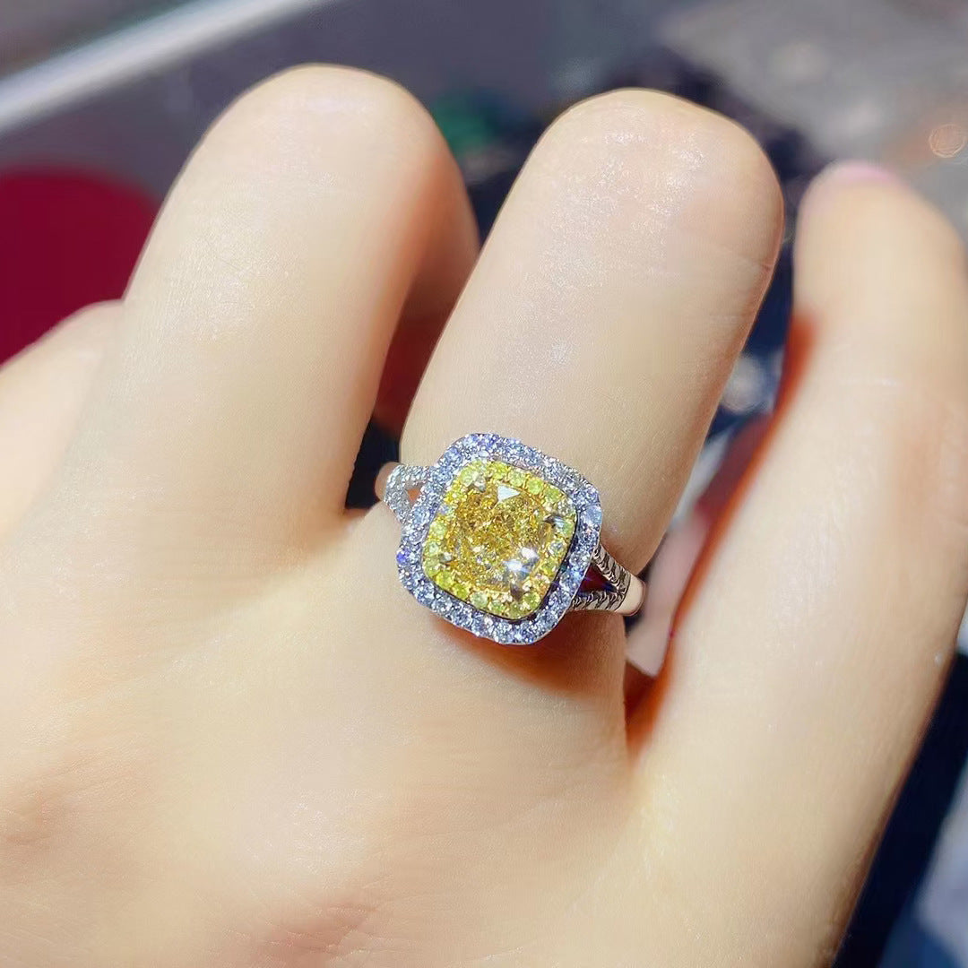 Women's Zircon Live Streaming Imitation Natural Citrine Rings