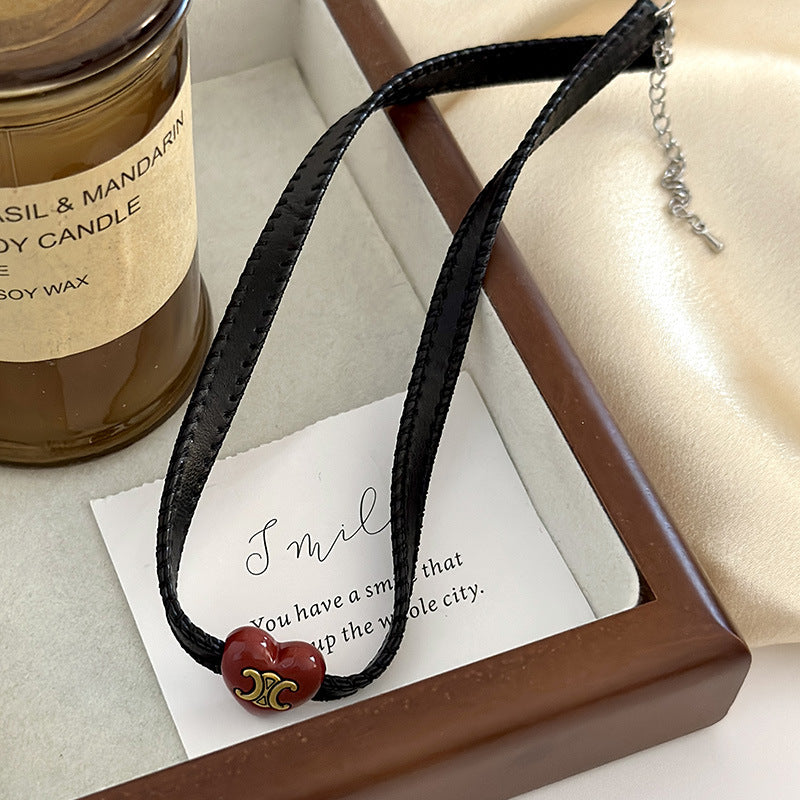 Wind Black Leather String Advanced Design Necklaces