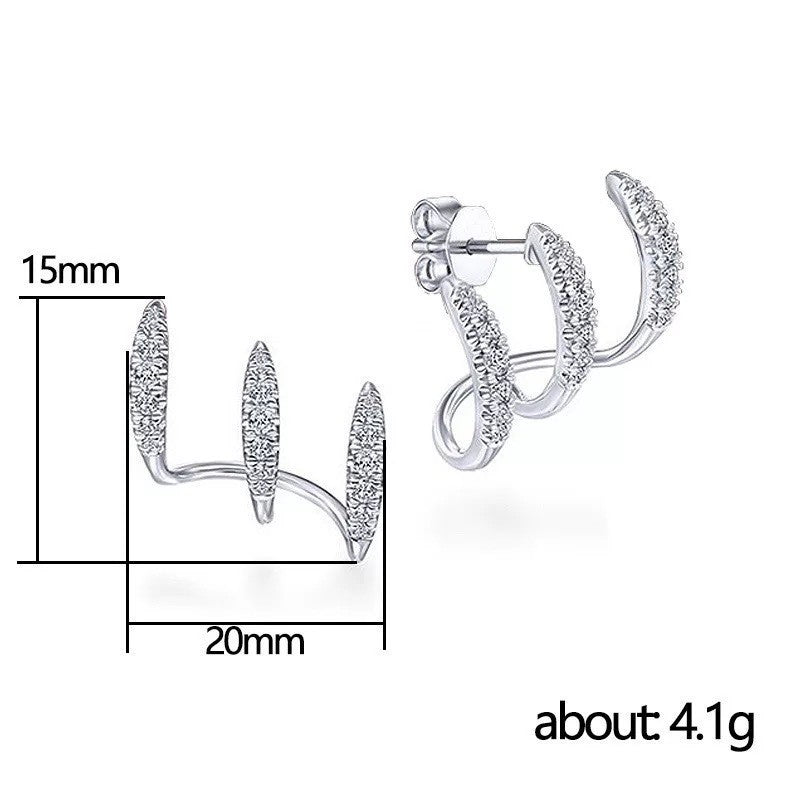 Simple Multiple Ear Diamond Inlaid Cold Wind Earrings