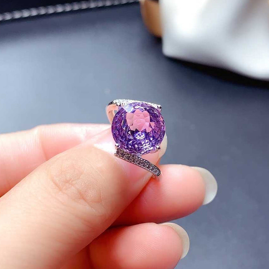 Bird's Nest Cut Fireworks Live Simulation Amethyst Temperament Rings