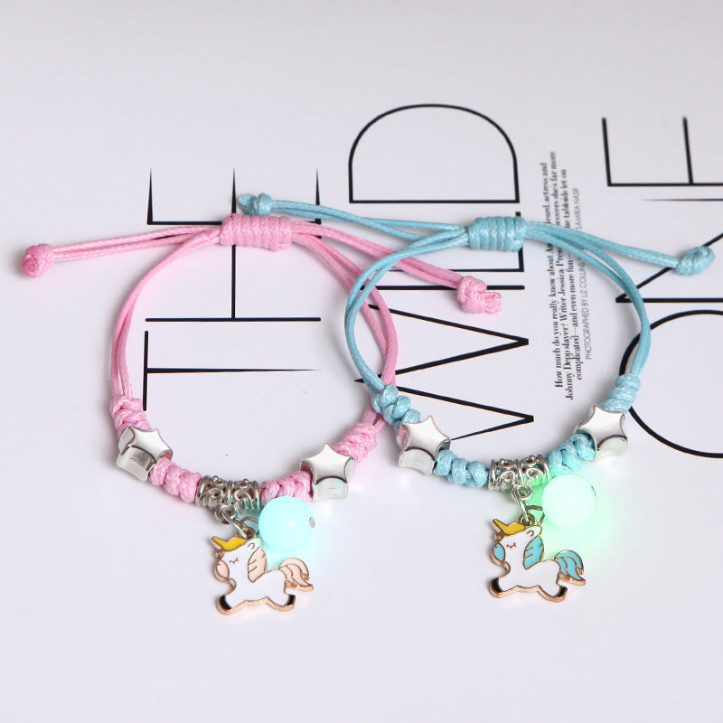 Deux bracelets de style coréen pour copines avec cœur mignon