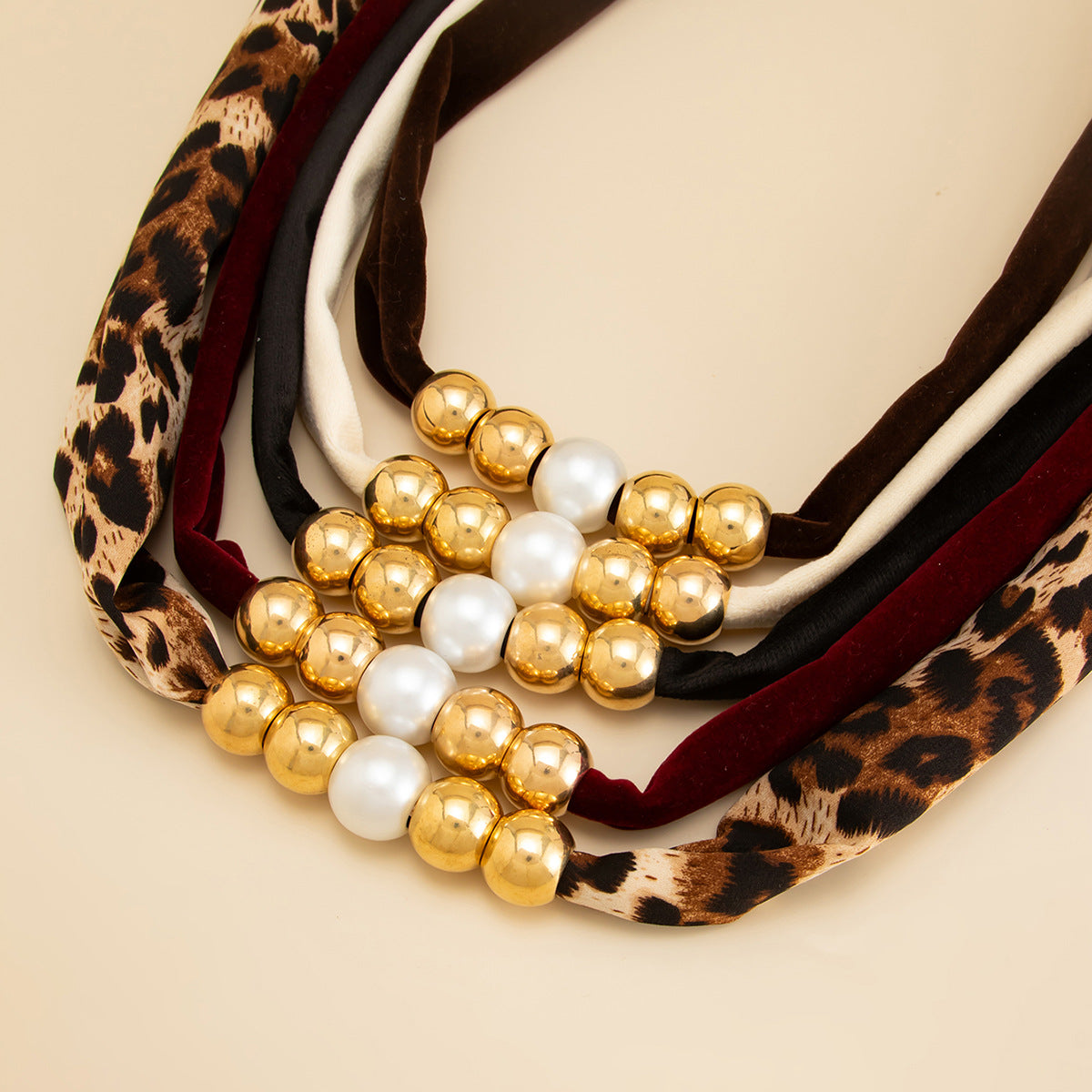 Leopard Print Silk Scarf Flannel Knotted Female Creative Imitation Necklace