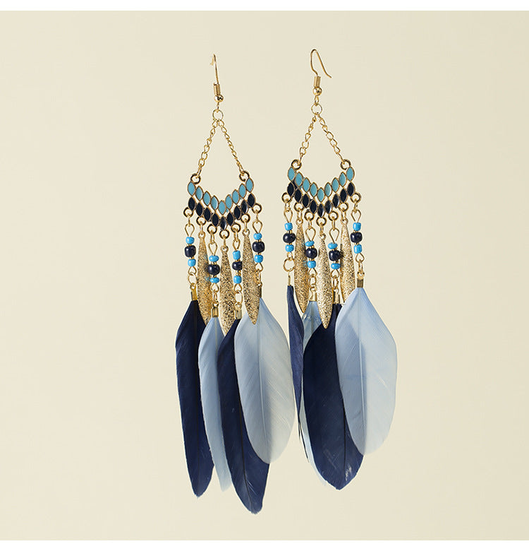 Feather Ethnic Style Bohemian Travel Vacation High Sense Exotic Mosquito Ear Clip