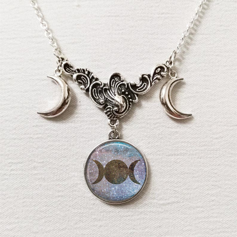 Triple Moon Sier Full And Small Necklaces