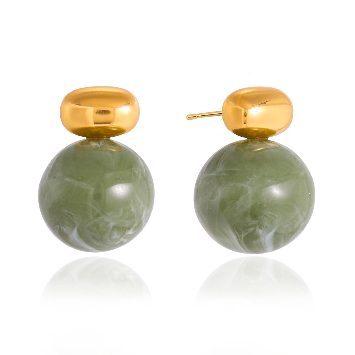 Steel Green Resin Niche High-grade Light Luxury Stud Earrings