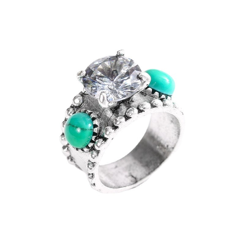 Bagues de fiançailles de mariage turquoise pour femmes, hommes et vintage