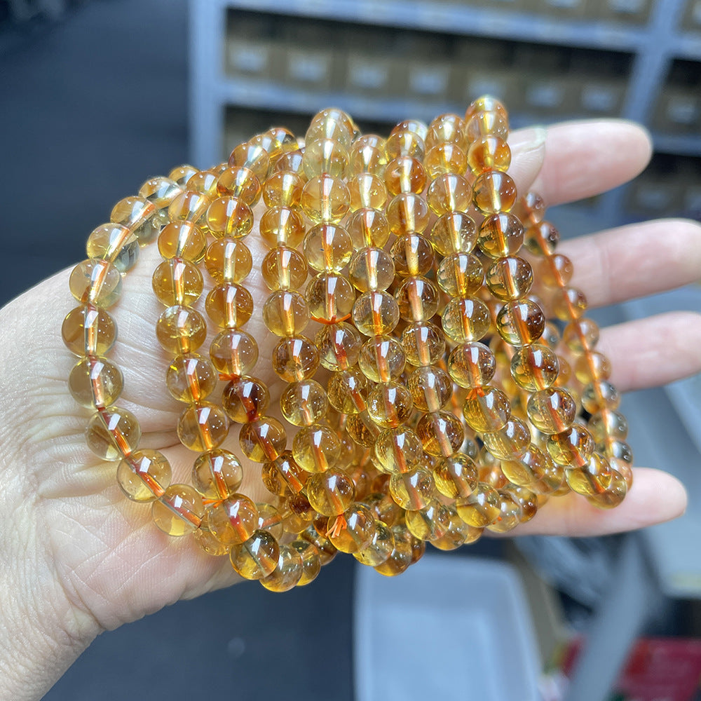 Women's Jewelry Natural Citrine Fresh Round Beads Bracelets