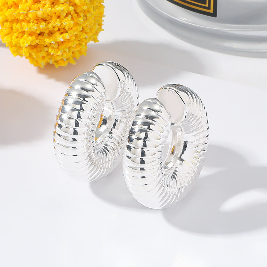 Fashion Glamorous Classic Large Sier Intestine Earrings