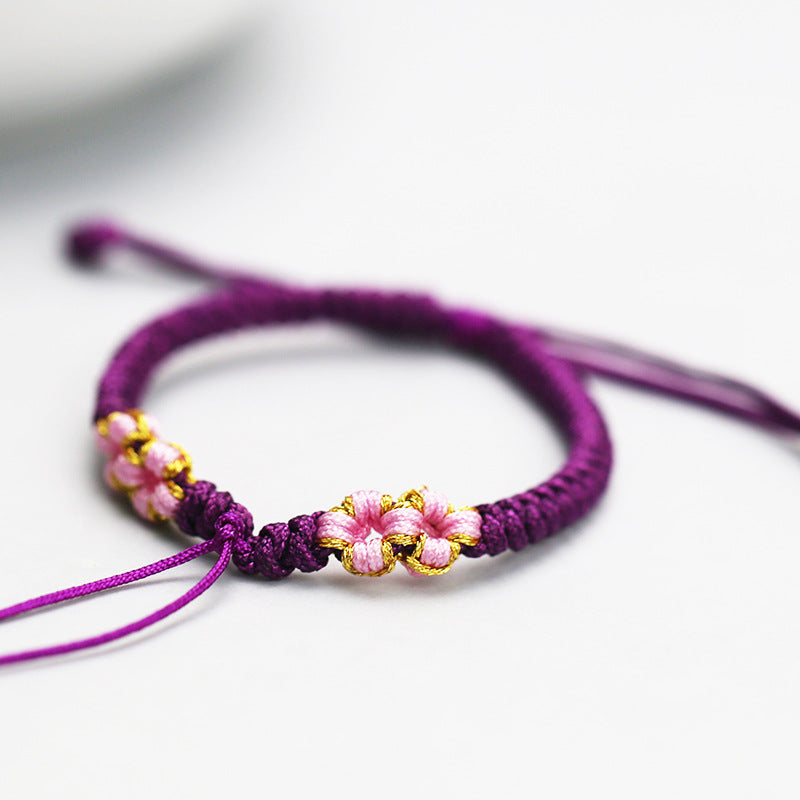 Exquisite Carrying Strap Peach Blossom Knot Braided Rope Bracelets