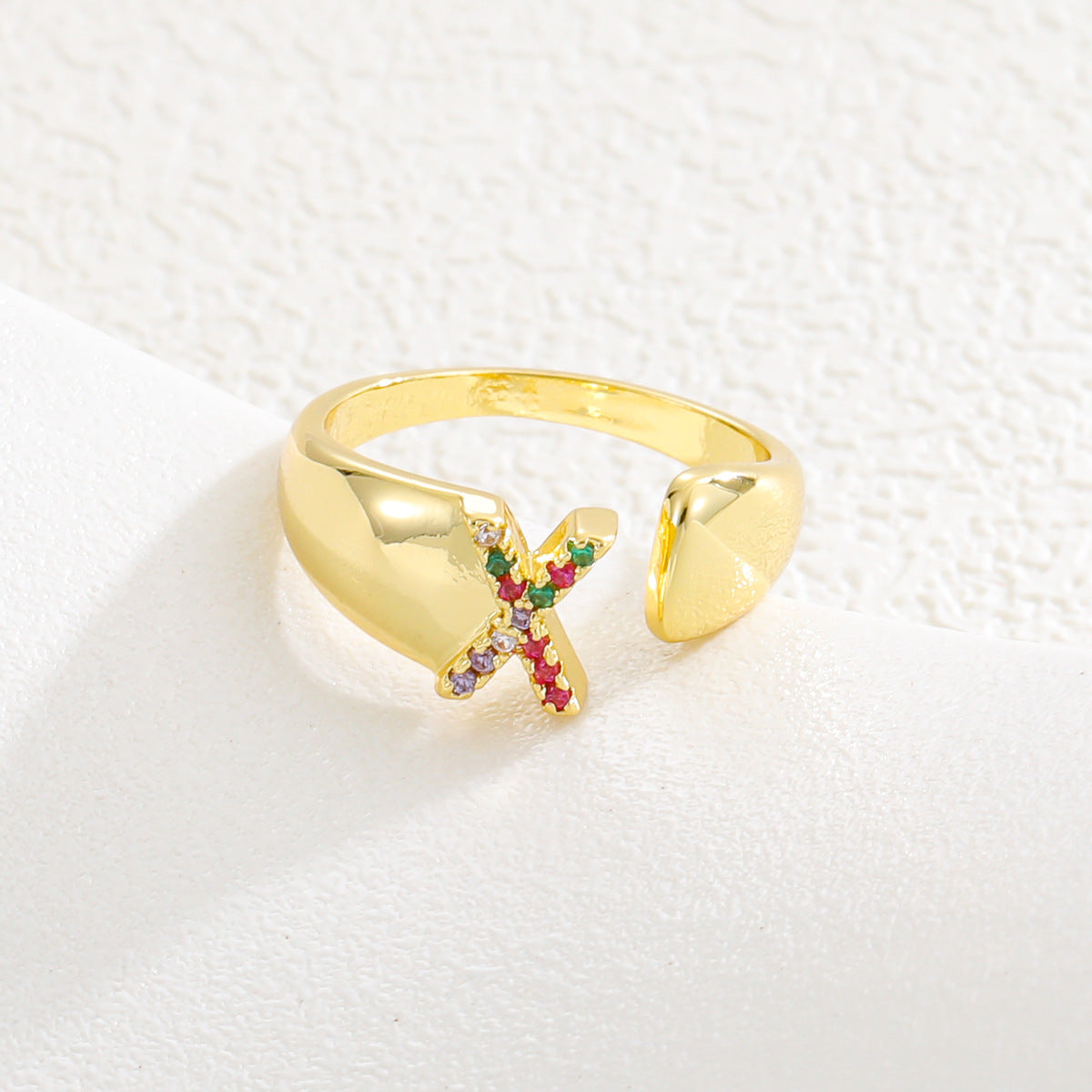 Letters Gold Plated Cell Phone Finger Ring