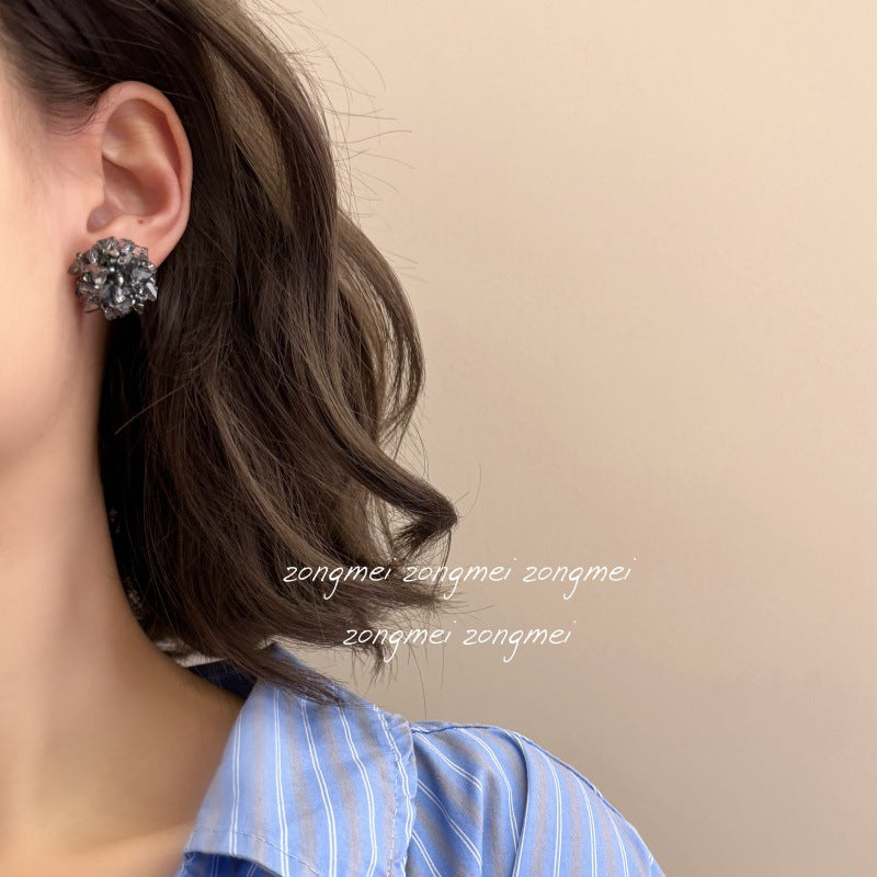 Black Fireworks Beaded Crystal Light Luxury High-grade Mosquito Ear Clip