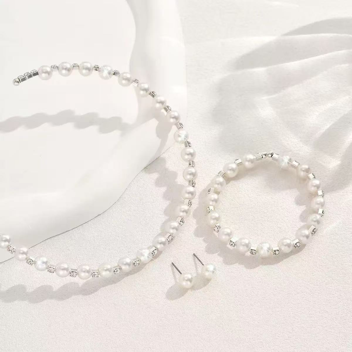 Durable Slouchy Trendy Pearl Bride Imitation Jewelry Set