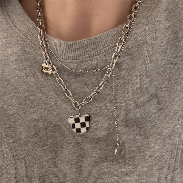 Women's & Men's & Lattice Titanium Steel Niche Design Necklaces