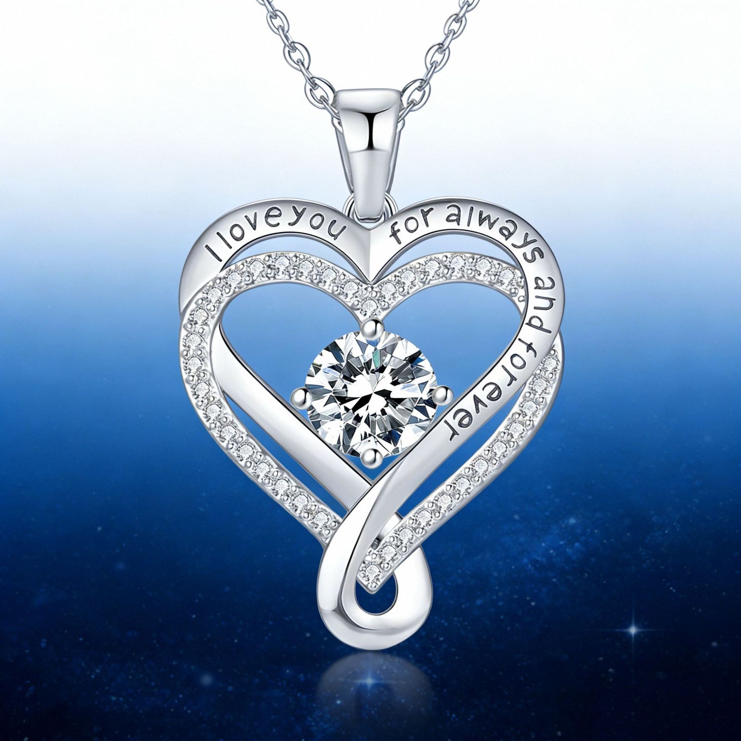 Women's Month Birthstones Heart Of Eternity Double Layers Loving For Necklace