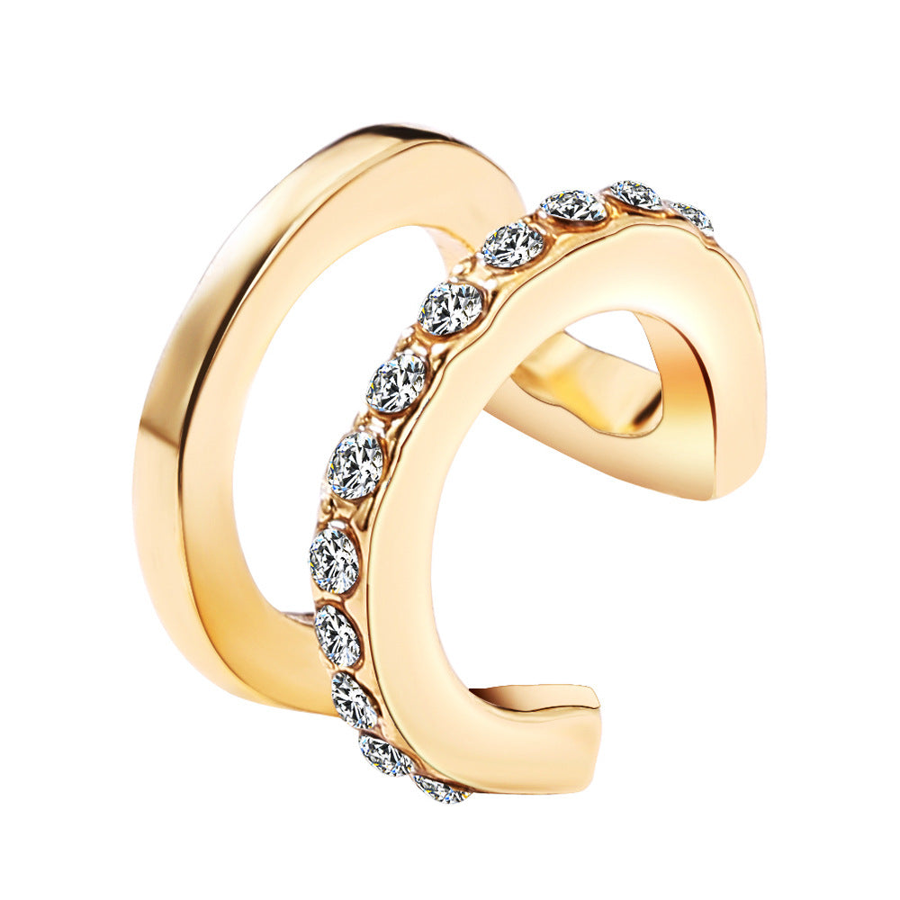 Simple Lines Spot Drill Double Personality Ear Clip
