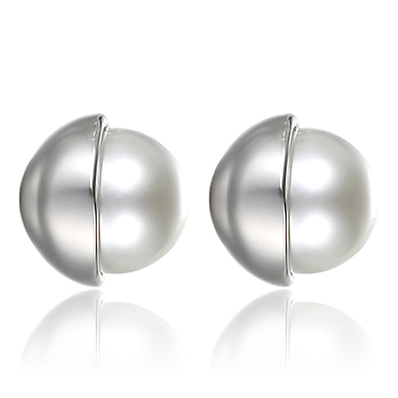 Women's Simple Pearl Elegant Sier Plated Ear Earrings