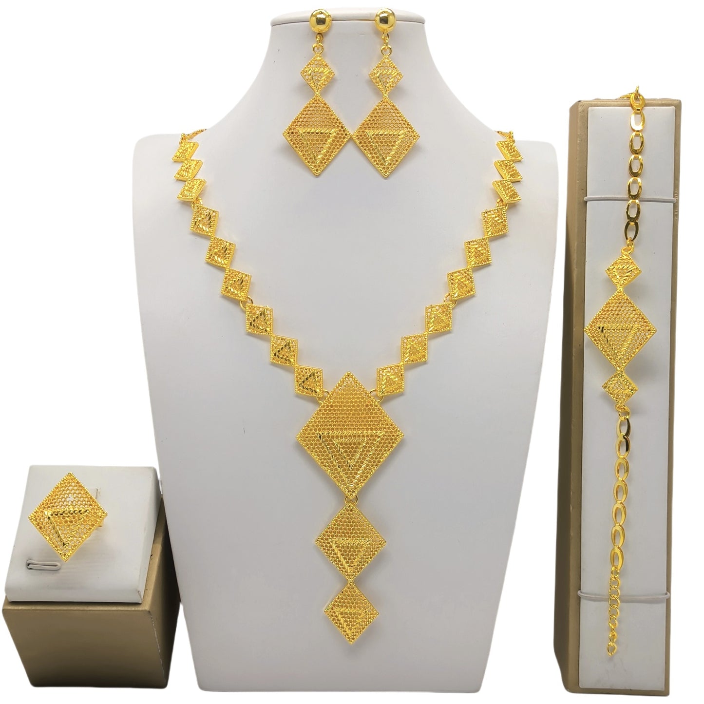 Elegant Classic Glamorous Gold-plated African Bride Jewelry Set