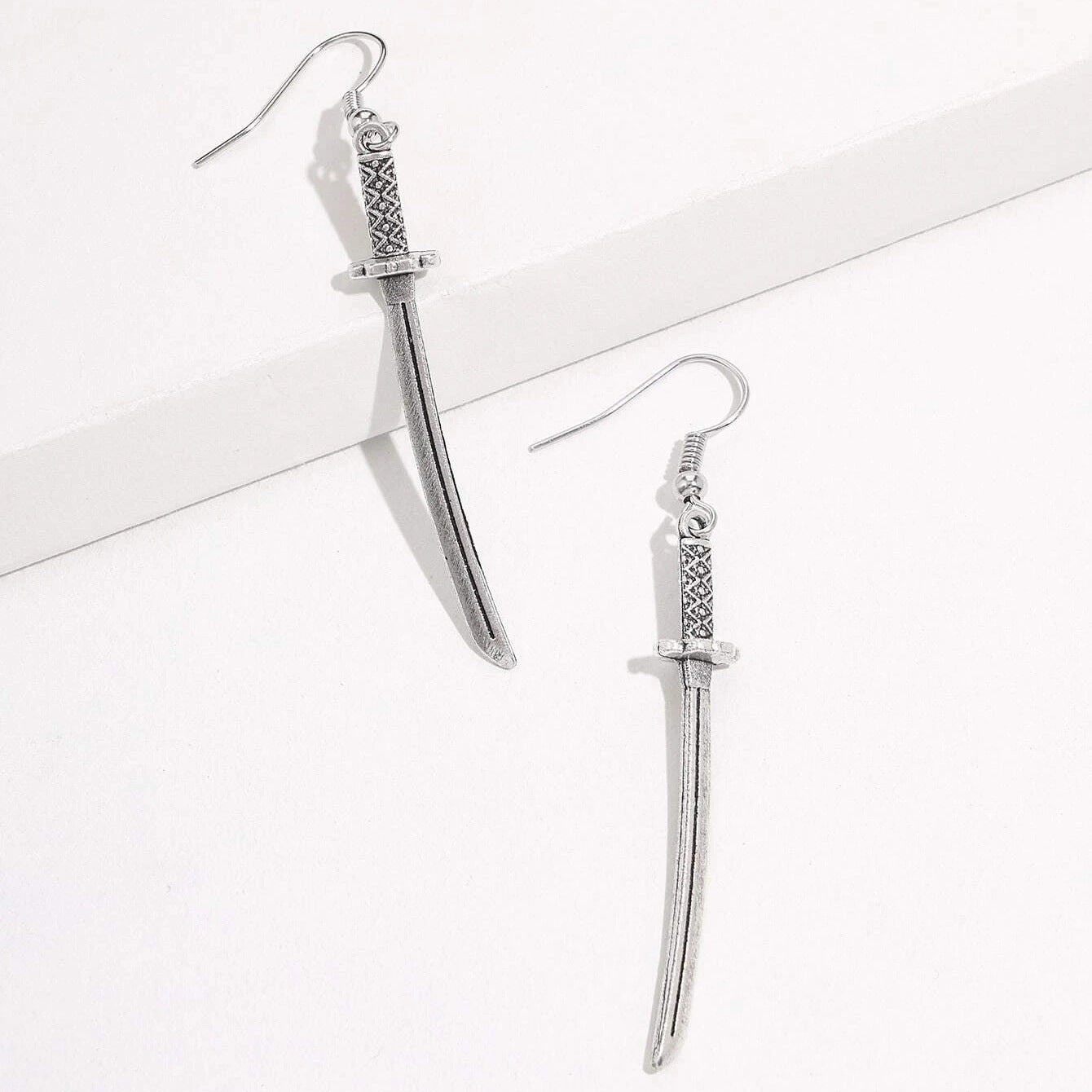 Unisex Punk Ancient Sier Small Dagger Eardrops Metal Earrings