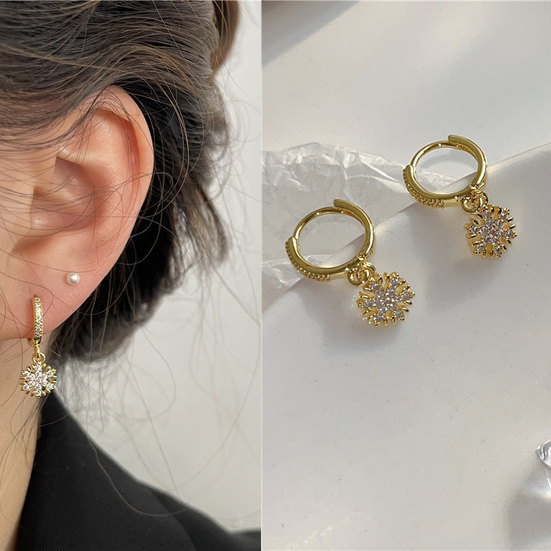 Rhinestone Ear Clip Eardrops Exquisite Sweet Hoop Earrings