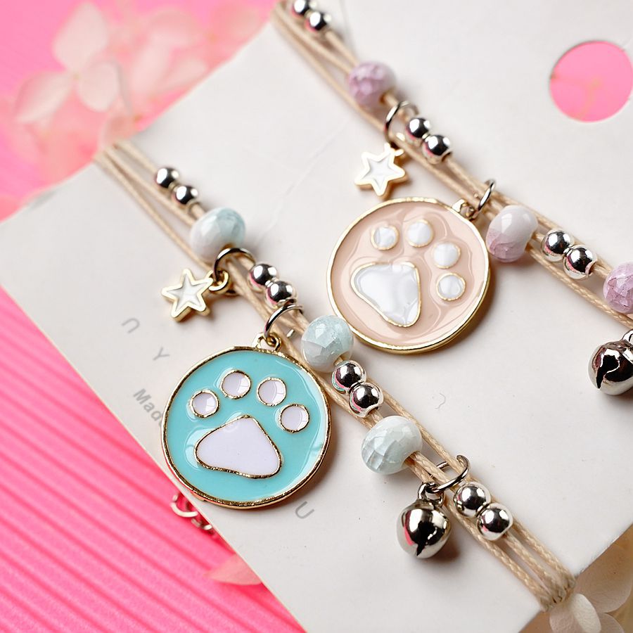 Bracelets de style simple pour femmes, brosse de dessin animé, patte de chat, copines