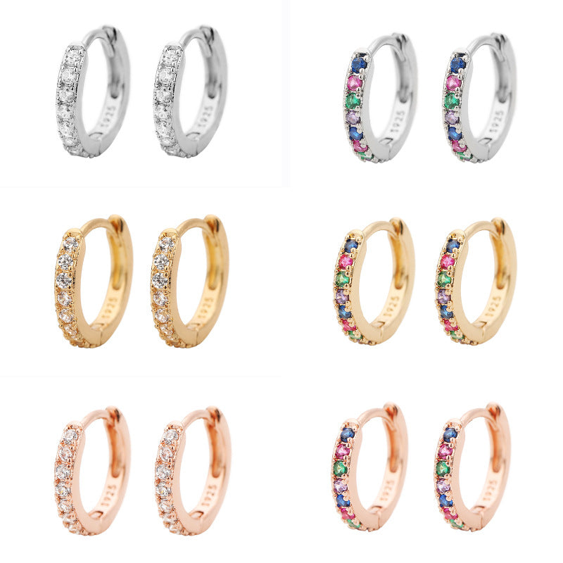 Mini Small Eardrop Colorful Crystals Rose Ear Buckle