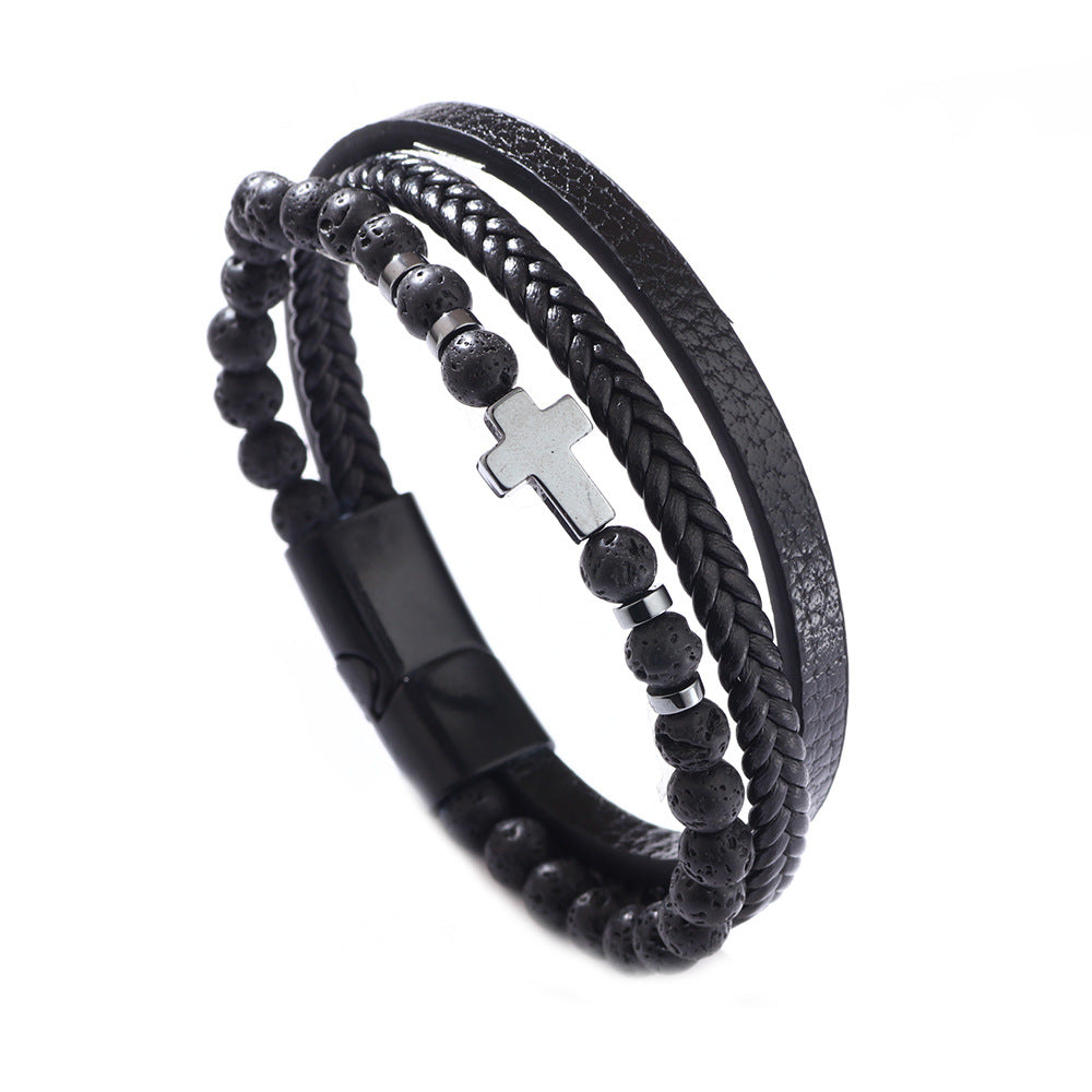 Personalized Fashion Woven Leather Tigereye Frosted Bracelets