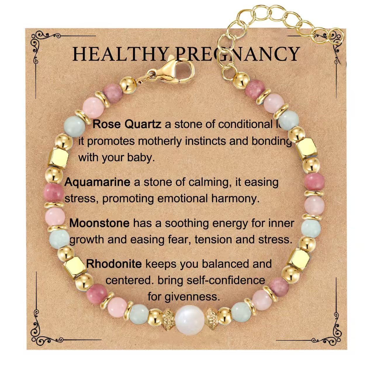 Natural Stone Adjustable Beaded Fashionable Maternity Moonstone Bracelet
