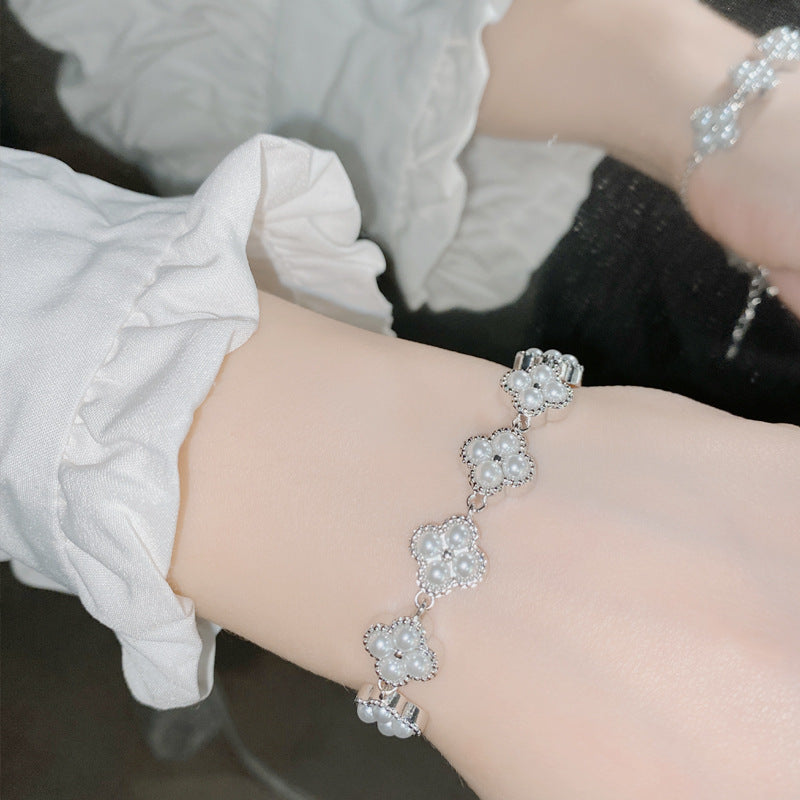 Clover Colored Gems Zircon Plated Simple Bracelets