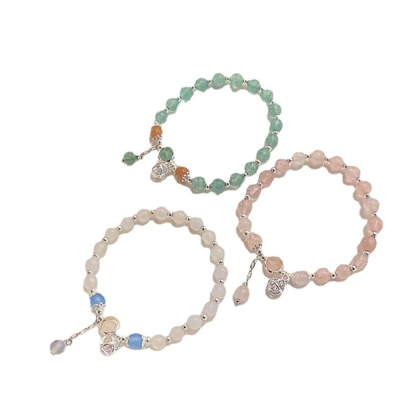 Plein de bracelets creux en cristal rose frais et doux avec cœur girly